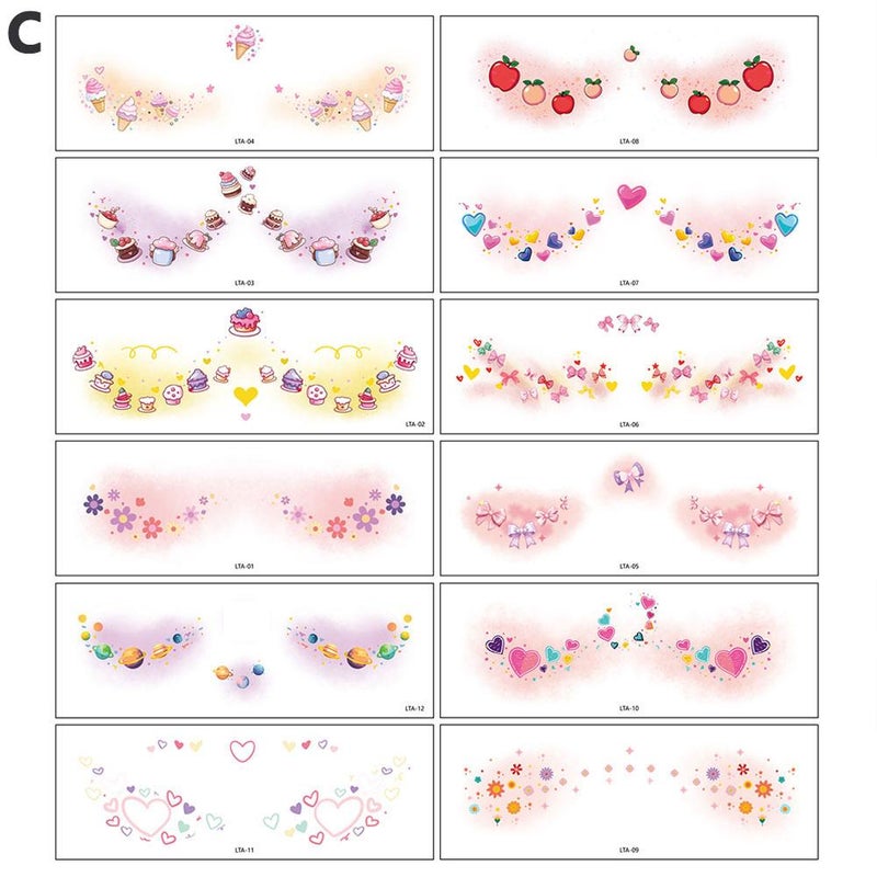 Cute makeup temporary tattoo stickers for music festivals, high-end cute girly face heart blush eye corner temporary tattoo stickers